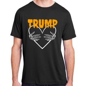 Trump Heart Skeleton Halloween Funny Skeleton Election 2024 Adult ChromaSoft Performance T-Shirt