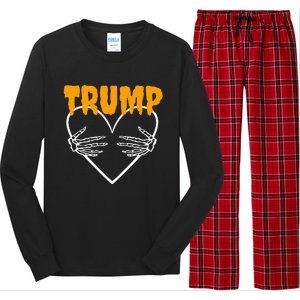 Trump Heart Skeleton Halloween Funny Skeleton Election 2024 Long Sleeve Pajama Set