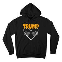 Trump Heart Skeleton Halloween Funny Skeleton Election 2024 Tall Hoodie