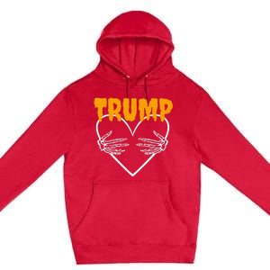 Trump Heart Skeleton Halloween Funny Skeleton Election 2024 Premium Pullover Hoodie