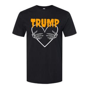 Trump Heart Skeleton Halloween Funny Skeleton Election 2024 Softstyle CVC T-Shirt