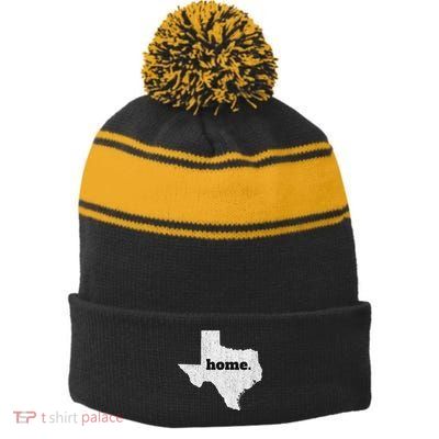 Texas Home State Map Pride Stripe Pom Pom Beanie