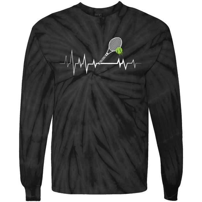 Tennis Heartbeat Shirts Sports Lover Tie-Dye Long Sleeve Shirt