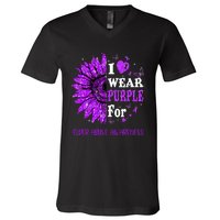 Twinkle Heart Sunflower Elder Abuse Awareness V-Neck T-Shirt