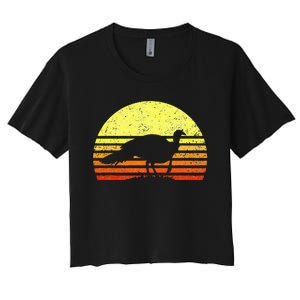 Turkey Hunting Sunset Upland Bird Hunter Thanksgiving Women's Crop Top Tee