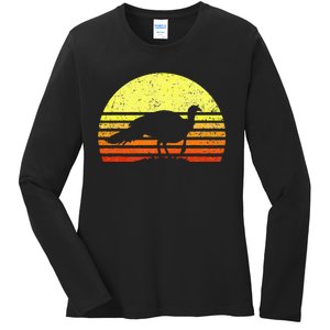 Turkey Hunting Sunset Upland Bird Hunter Thanksgiving Ladies Long Sleeve Shirt