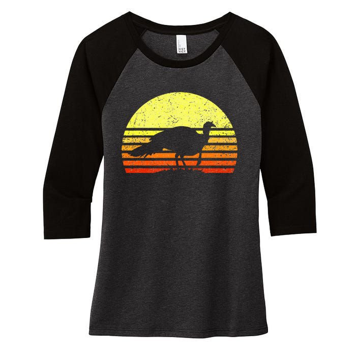 Turkey Hunting Sunset Upland Bird Hunter Thanksgiving Women's Tri-Blend 3/4-Sleeve Raglan Shirt