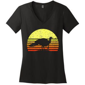 Turkey Hunting Sunset Upland Bird Hunter Thanksgiving Women's V-Neck T-Shirt