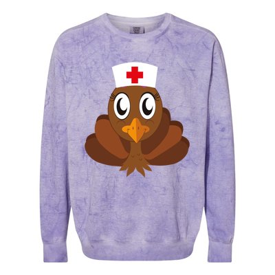 Thanksgiving Holiday Scrubs Top Fall Turkey Nurse Cool Gift Colorblast Crewneck Sweatshirt