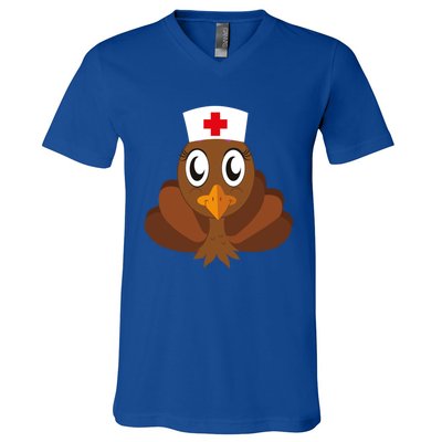 Thanksgiving Holiday Scrubs Top Fall Turkey Nurse Cool Gift V-Neck T-Shirt