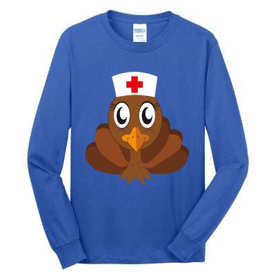 Thanksgiving Holiday Scrubs Top Fall Turkey Nurse Cool Gift Tall Long Sleeve T-Shirt