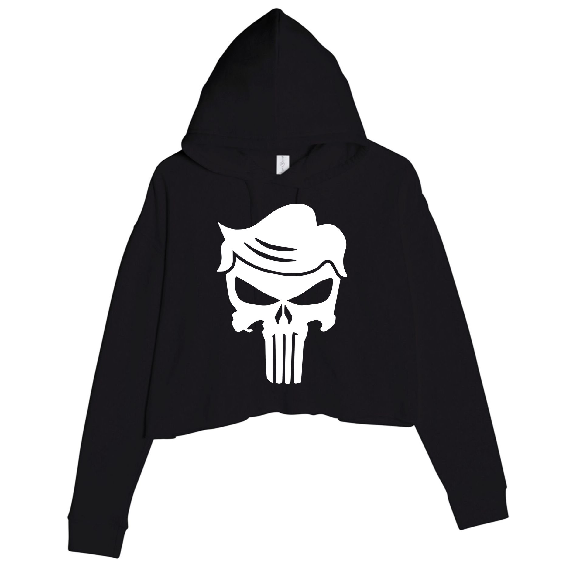 Trump Hair Skull Crop Fleece Hoodie