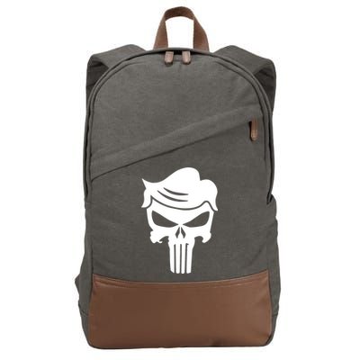 Trump Hair Skull Cotton Canvas Backpack
