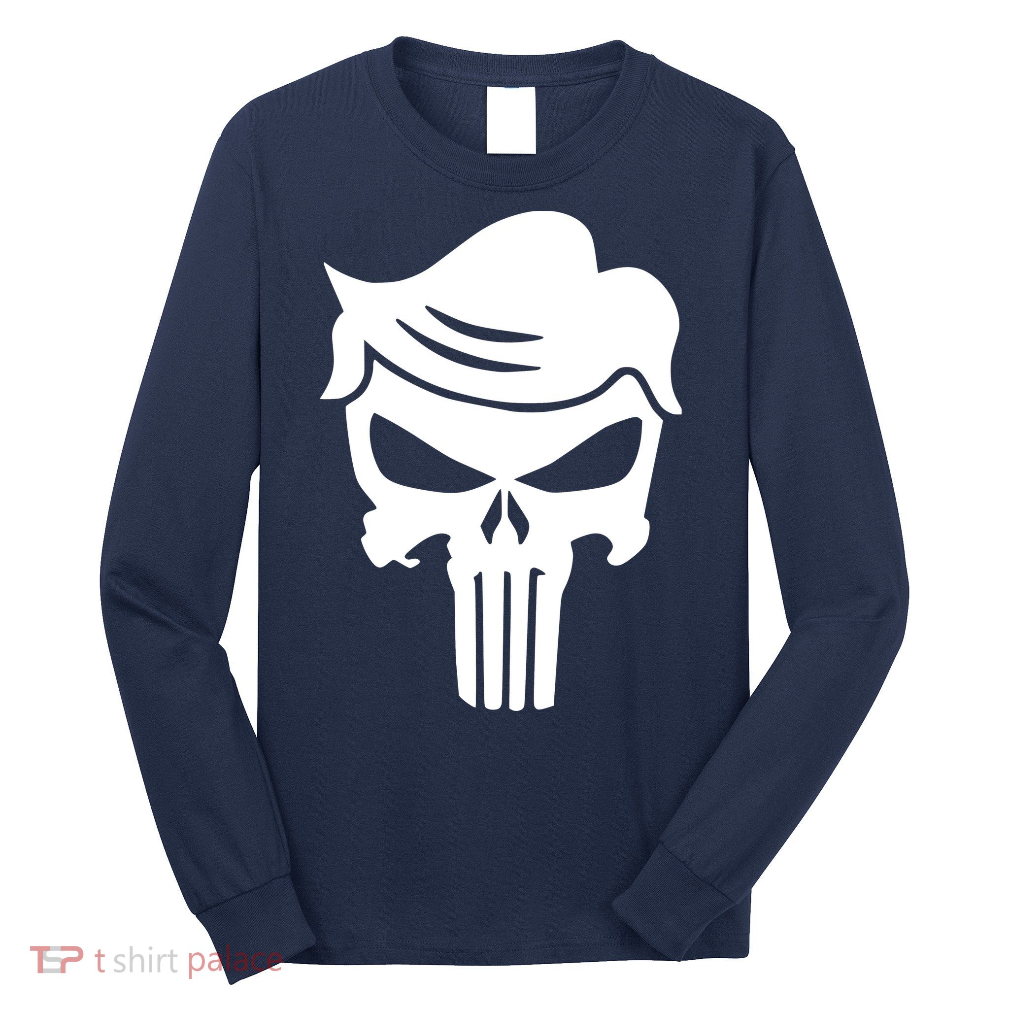 Trump Hair Skull Long Sleeve Shirt