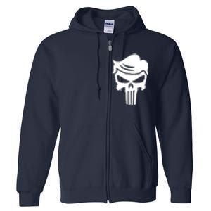 Trump Hair Skull Full Zip Hoodie