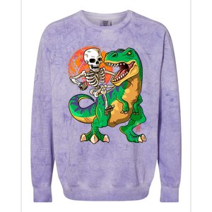 TRex Halloween Skeleton Dinosaur T Rex Funny Gift Colorblast Crewneck Sweatshirt