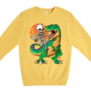 TRex Halloween Skeleton Dinosaur T Rex Funny Gift Premium Crewneck Sweatshirt