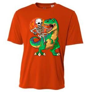 TRex Halloween Skeleton Dinosaur T Rex Funny Gift Cooling Performance Crew T-Shirt