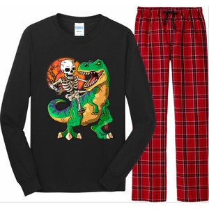 TRex Halloween Skeleton Dinosaur T Rex Funny Gift Long Sleeve Pajama Set