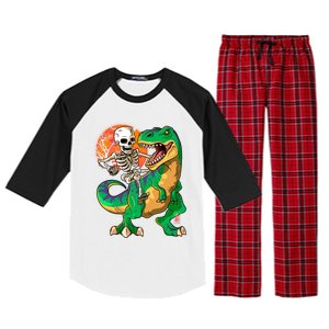 TRex Halloween Skeleton Dinosaur T Rex Funny Gift Raglan Sleeve Pajama Set