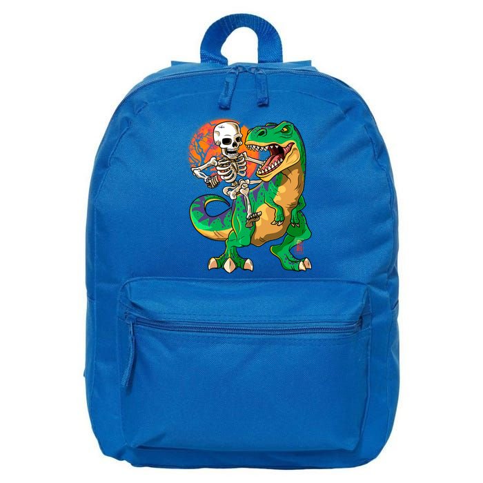 TRex Halloween Skeleton Dinosaur T Rex Funny Gift 16 in Basic Backpack