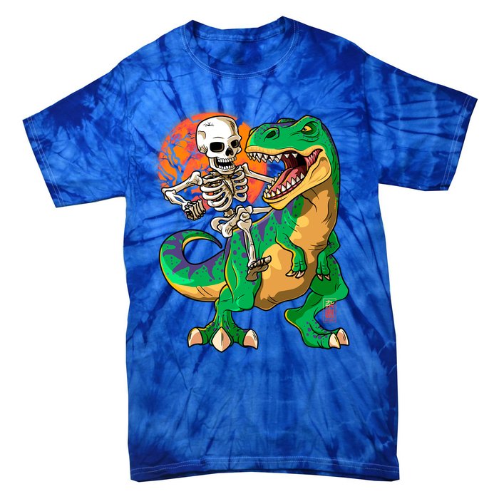 TRex Halloween Skeleton Dinosaur T Rex Funny Gift Tie-Dye T-Shirt