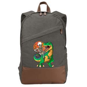 TRex Halloween Skeleton Dinosaur T Rex Funny Gift Cotton Canvas Backpack