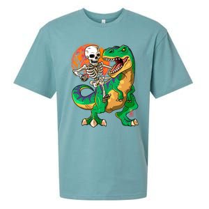 TRex Halloween Skeleton Dinosaur T Rex Funny Gift Sueded Cloud Jersey T-Shirt