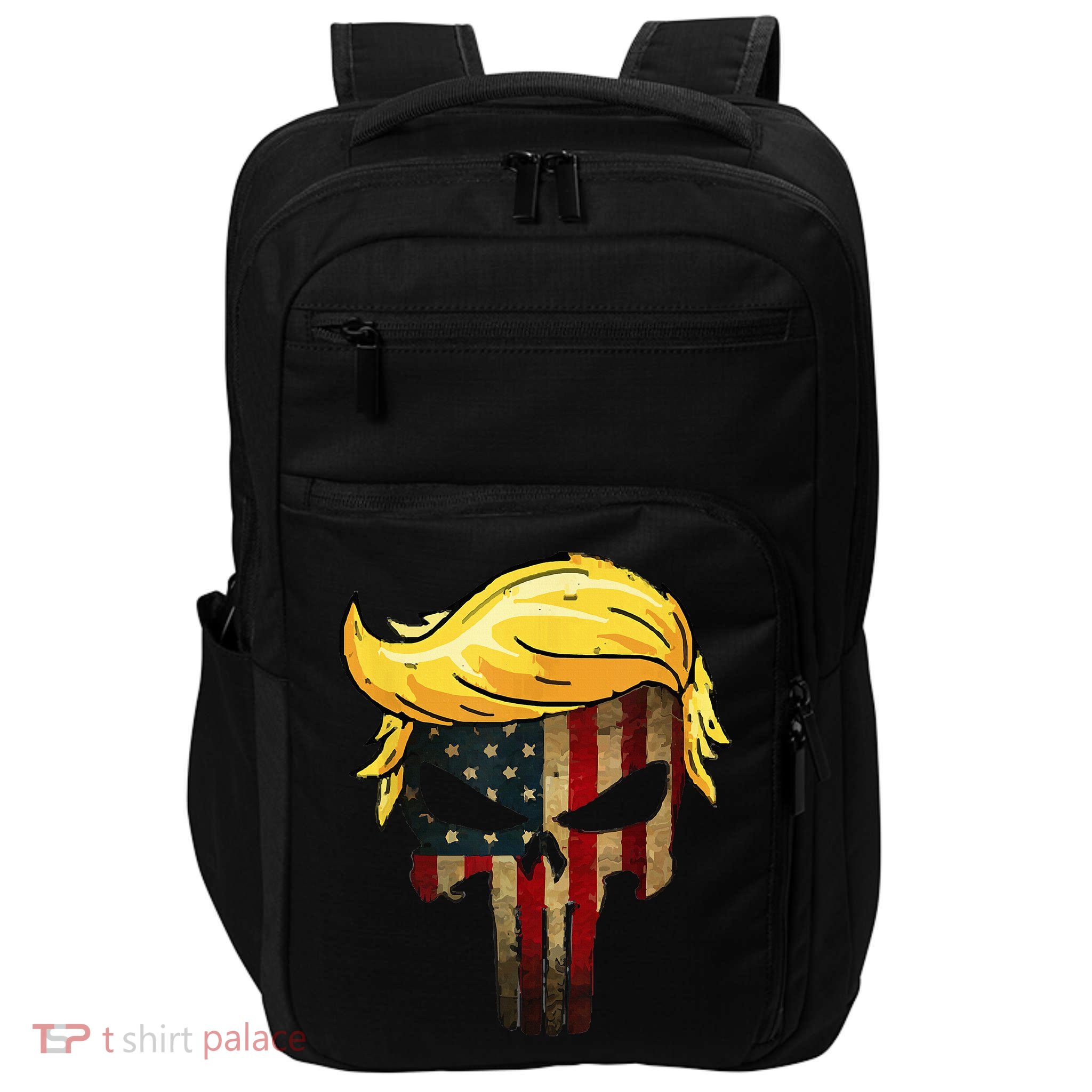 Trump Hair Skull 4th Of July Trump Us Flag Gift Impact Tech Backpack