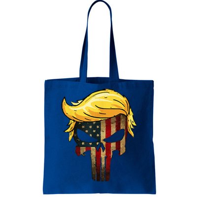 Trump Hair Skull 4th Of July Trump Us Flag Gift Tote Bag