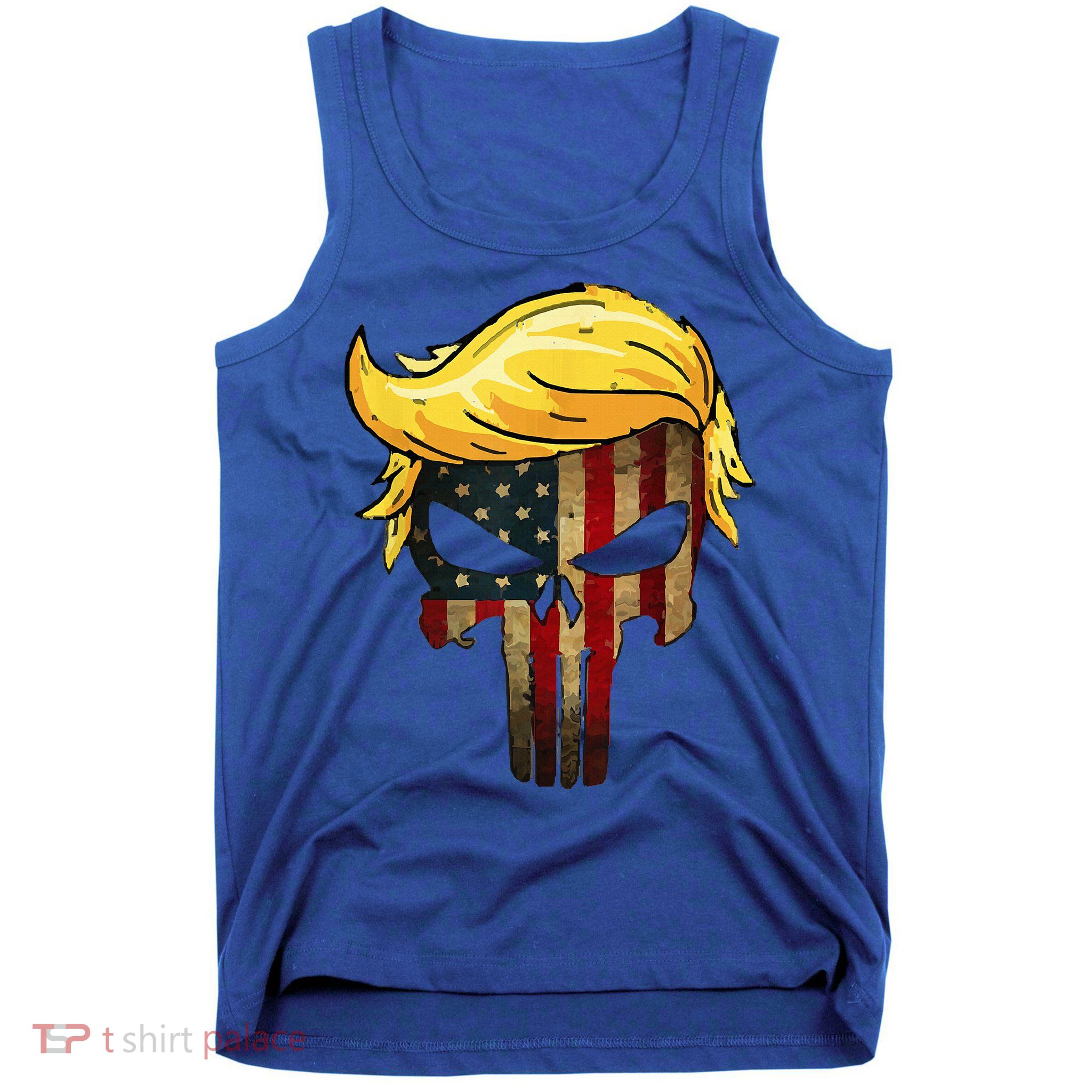 Trump Hair Skull 4th Of July Trump Us Flag Gift Tank Top