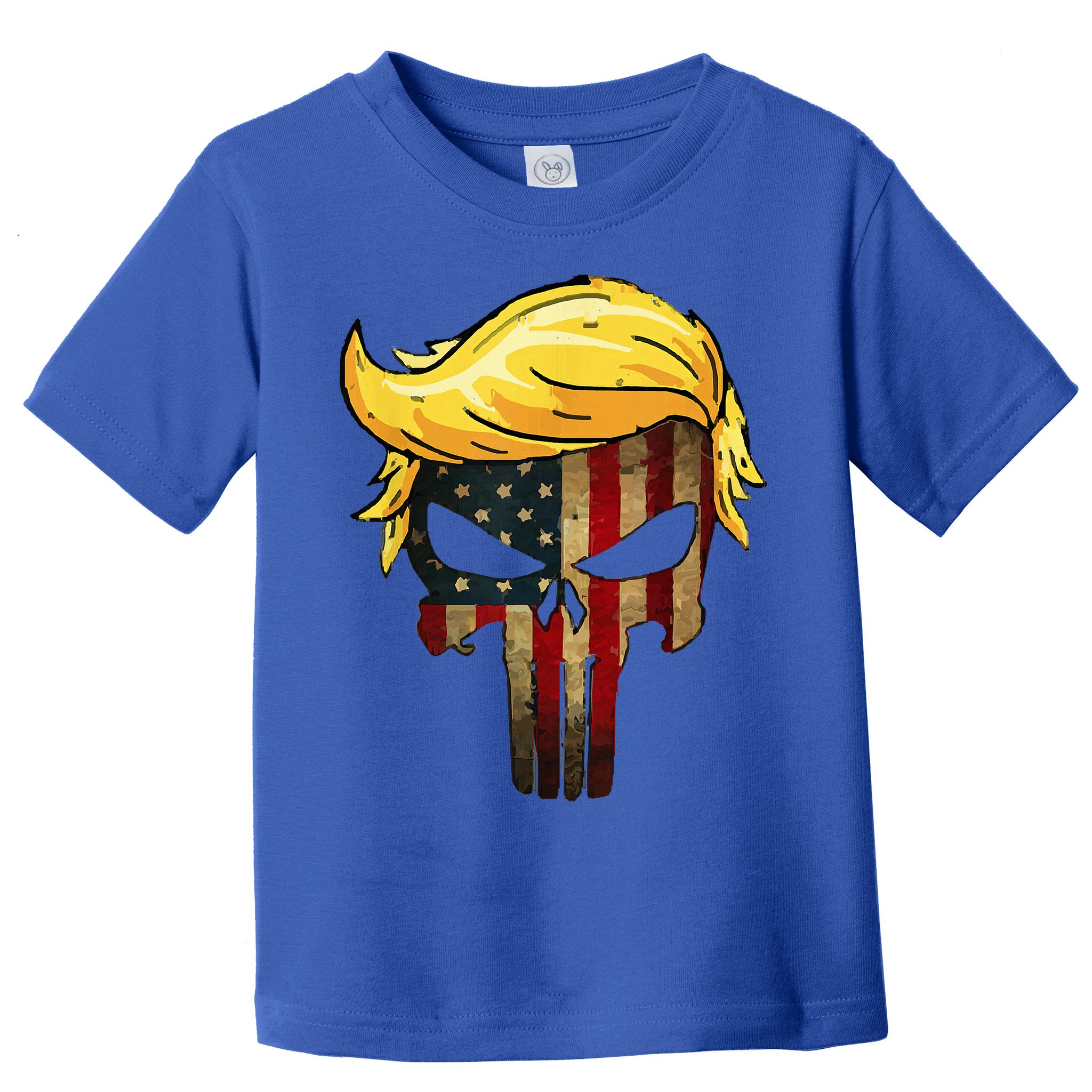 Trump Hair Skull 4th Of July Trump Us Flag Gift Toddler T-Shirt