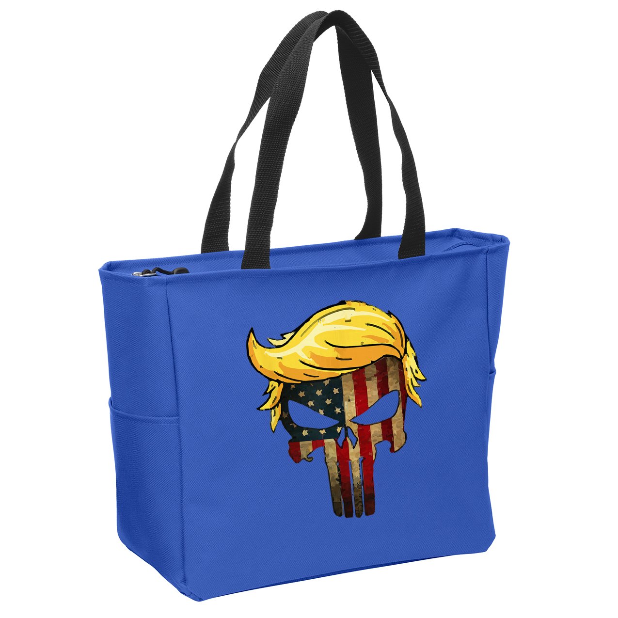 Trump Hair Skull 4th Of July Trump Us Flag Gift Zip Tote Bag