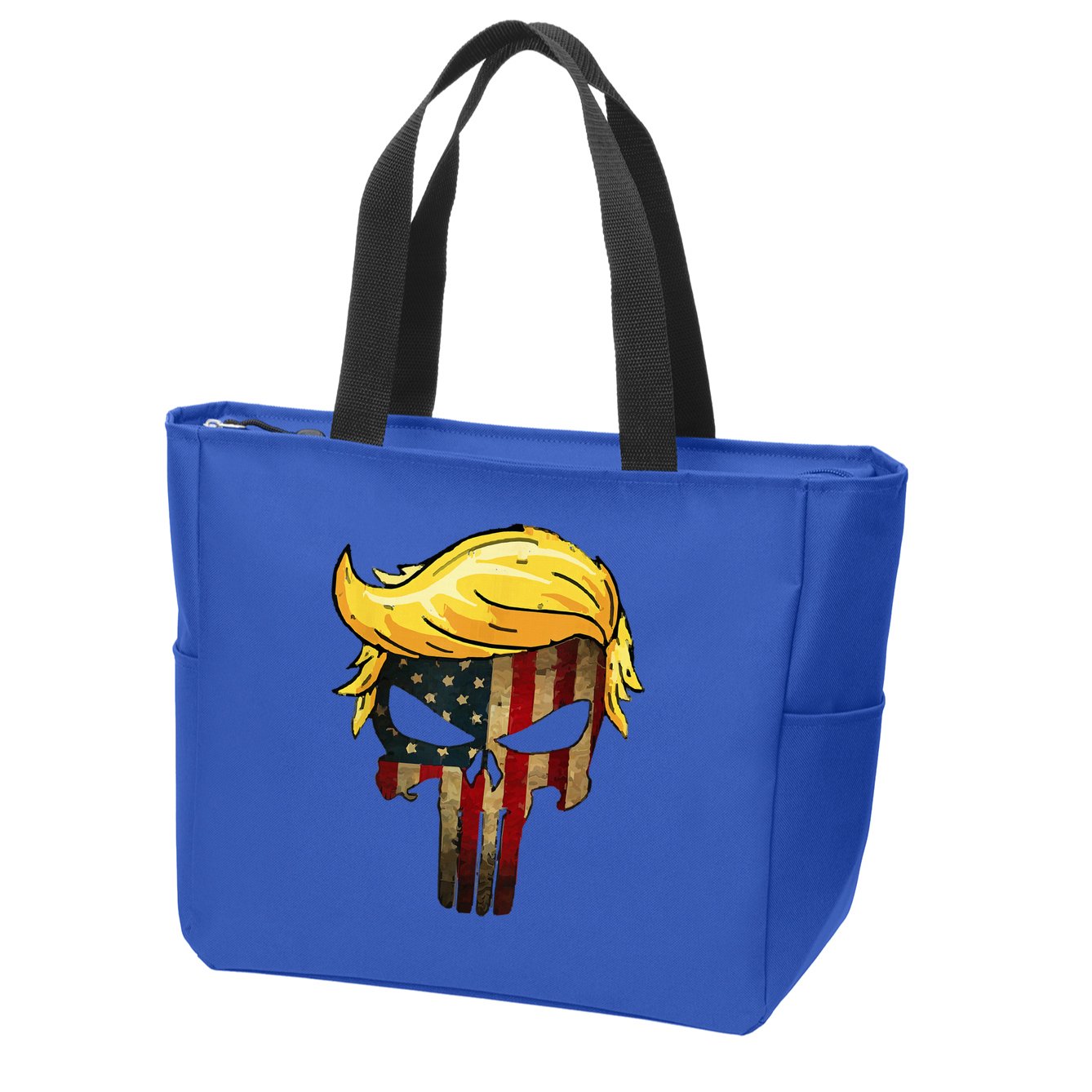 Trump Hair Skull 4th Of July Trump Us Flag Gift Zip Tote Bag