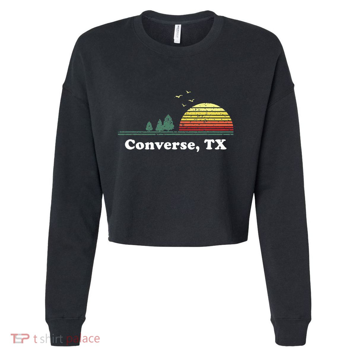 Texas Home Souvenir Print Cropped Pullover Crew
