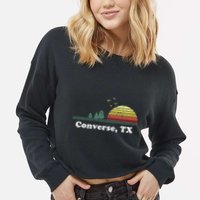 Texas Home Souvenir Print Cropped Pullover Crew