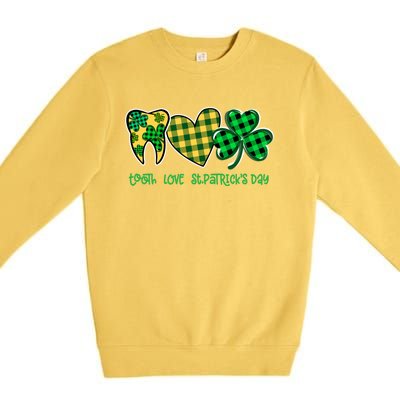 Tooth Heart Shamrock Dentist Dental St Patrick's Day Gift Great Gift Premium Crewneck Sweatshirt