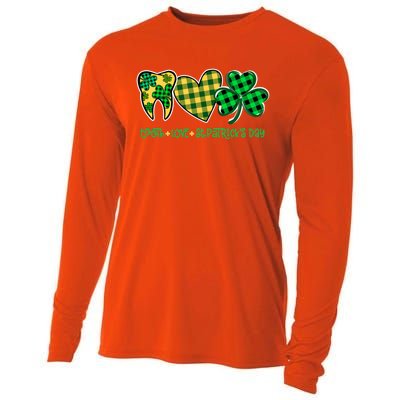 Tooth Heart Shamrock Dentist Dental St Patrick's Day Gift Great Gift Cooling Performance Long Sleeve Crew