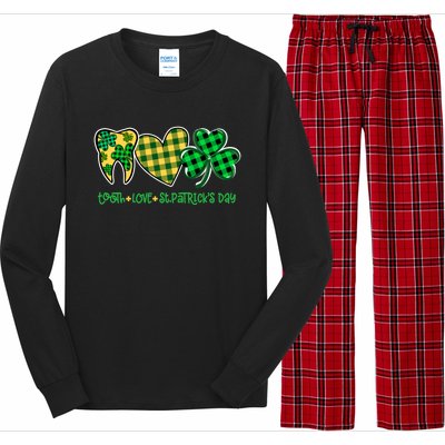 Tooth Heart Shamrock Dentist Dental St Patrick's Day Gift Great Gift Long Sleeve Pajama Set