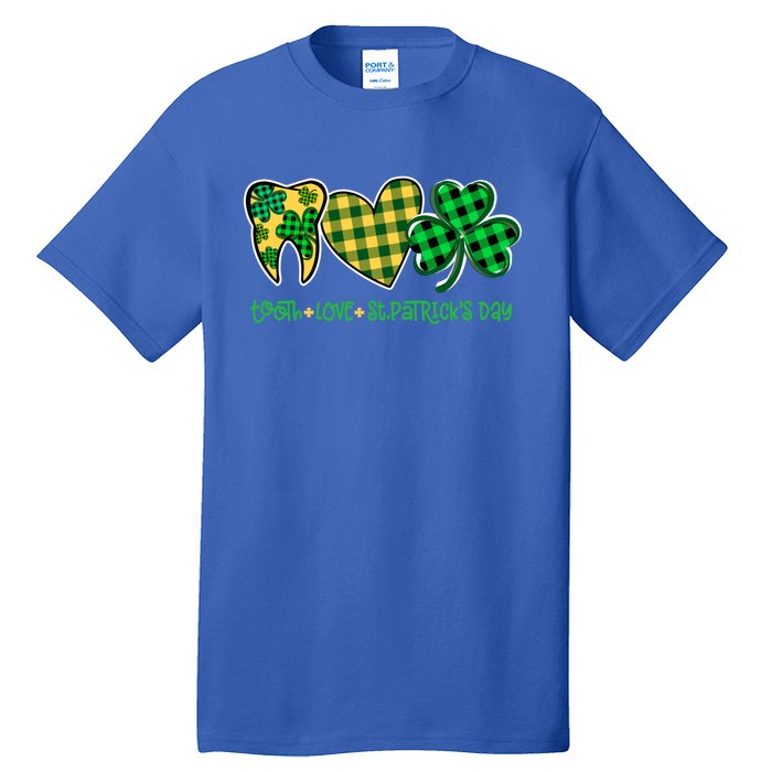 Tooth Heart Shamrock Dentist Dental St Patrick's Day Gift Great Gift Tall T-Shirt