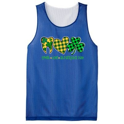 Tooth Heart Shamrock Dentist Dental St Patrick's Day Gift Great Gift Mesh Reversible Basketball Jersey Tank