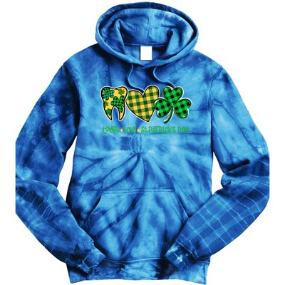 Tooth Heart Shamrock Dentist Dental St Patrick's Day Gift Great Gift Tie Dye Hoodie