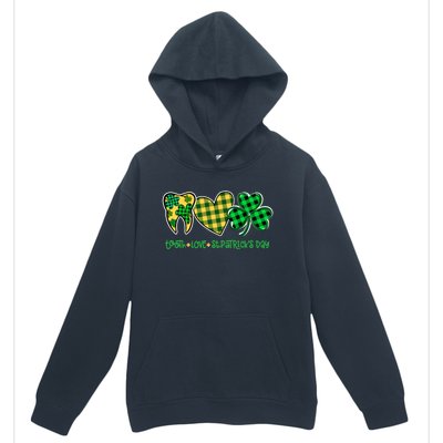 Tooth Heart Shamrock Dentist Dental St Patrick's Day Gift Great Gift Urban Pullover Hoodie