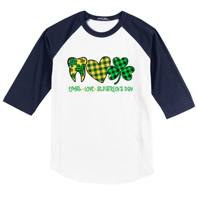 Tooth Heart Shamrock Dentist Dental St Patrick's Day Gift Great Gift Baseball Sleeve Shirt