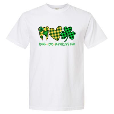 Tooth Heart Shamrock Dentist Dental St Patrick's Day Gift Great Gift Garment-Dyed Heavyweight T-Shirt