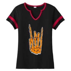 Trendy Halloween Skeleton Rocker Graphic Costume Cool Gift Ladies Halftime Notch Neck Tee