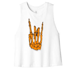 Trendy Halloween Skeleton Rocker Graphic Costume Cool Gift Women's Racerback Cropped Tank