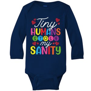 Tiny Hu Stole My Sanity Sitter Gift Baby Long Sleeve Bodysuit