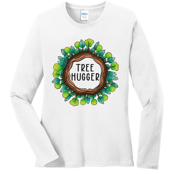 Tree Hugger Save Our Planet Ladies Long Sleeve Shirt