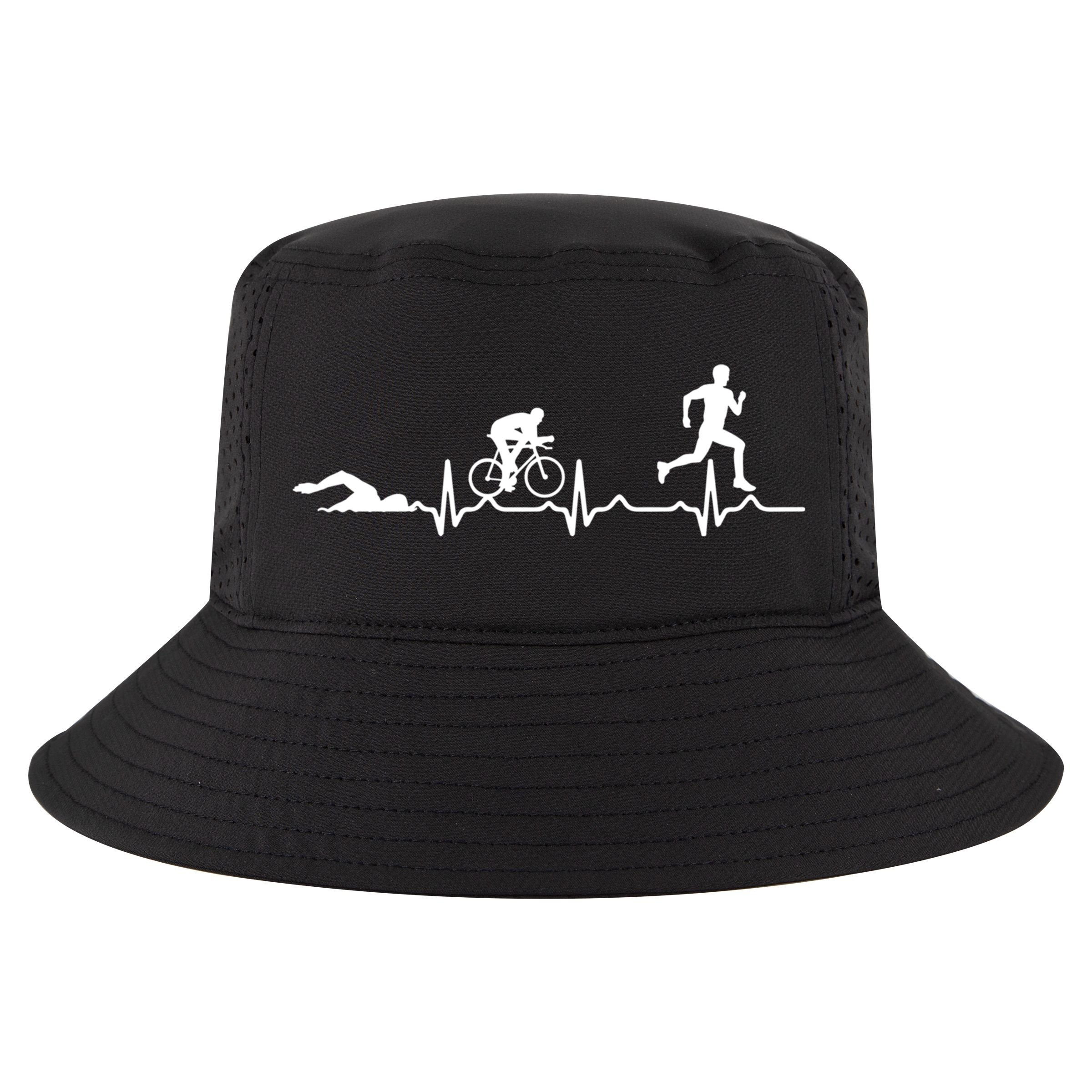 Triathlon Heartbeat Swim Cycle Run Athletes Cool Gift Cool Comfort Performance Bucket Hat